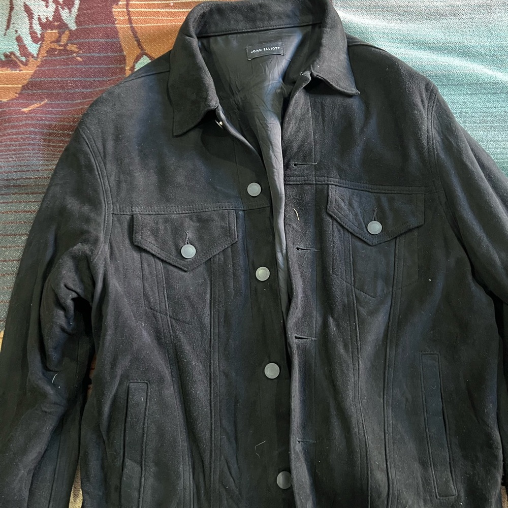 John Elliott Black Suede Men's Shirt Jacket
